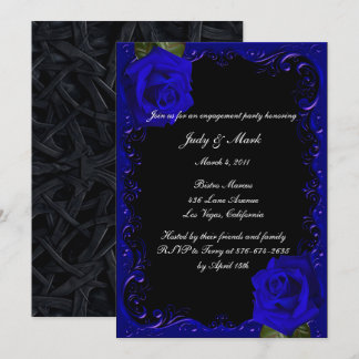 Invitación Elegante partido de compromiso de Rosas azules de