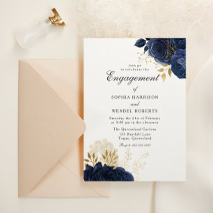 Invitación Elegante partido de compromiso de Rosas de la mari