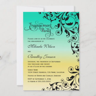 Invitación Elegante Partido de Compromiso de Swirls Ombre