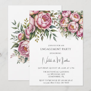 Invitación Elegante Partido de Compromiso del Arreglo Floral