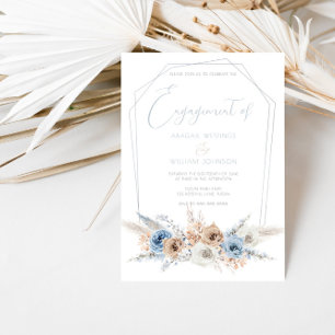 Invitación Elegante Partido de Compromiso del Boho Azul Polvo