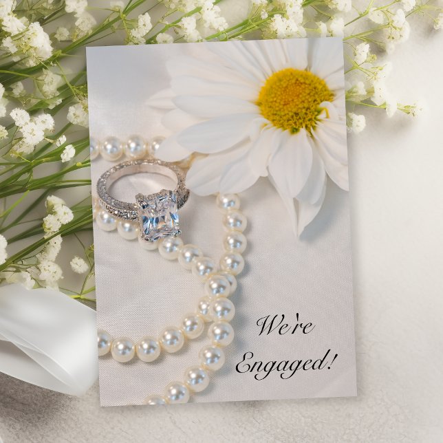Invitación Elegante Partido de Compromiso del Daisy Blanco (Subido por el creador)