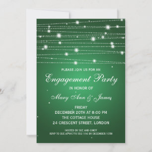 Invitación Elegante Partido de Compromiso, espumoso esmeralda