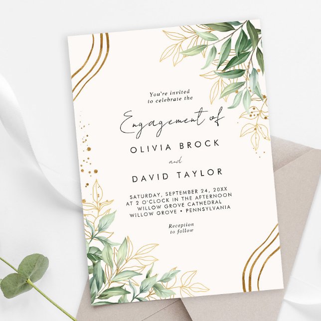 Invitación Elegante Partido de Compromiso Eucalyptus (Subido por el creador)