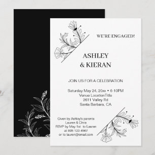 Invitación Elegante Partido de Compromiso Floral