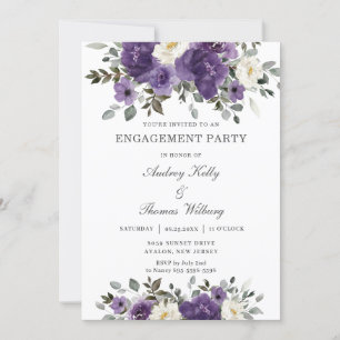 Invitación Elegante Partido de Compromiso Floral Blanco Morad