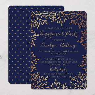 Invitación Elegante partido de compromiso floral de la marina