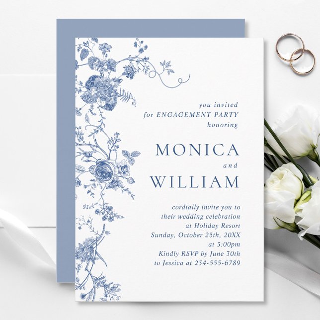 Invitación Elegante PARTIDO DE COMPROMISO Floral del Jardín A (Subido por el creador)