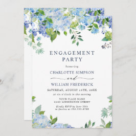 Invitación Elegante PARTIDO DE COMPROMISO floral Hydrangea az
