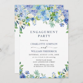 Invitación Elegante PARTIDO DE COMPROMISO floral Hydrangea az