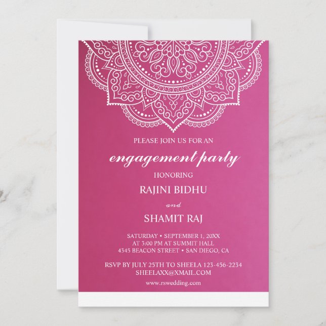Invitación Elegante Partido de compromiso indio de la Paisley (Anverso)