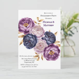Invitación Elegante Partido de Compromiso Púrpura y Magenta