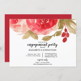 Invitación Elegante Partido de Compromiso Rosa de la Red Wate