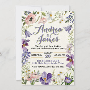 Invitación Elegante Partido de Compromiso Rústico Floral