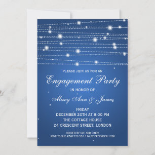 Invitación Elegante Partido de Compromiso Sparkling Lines Sap