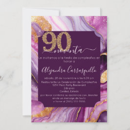 Invitación Elegante partido de cumpleaños 90 de la Agata Púrp