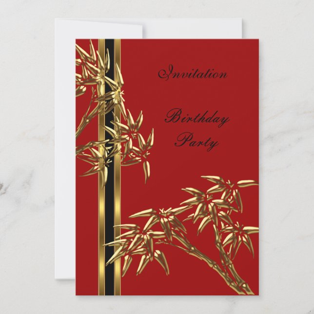 Invitación Elegante Partido de Cumpleaños Bambú As (Anverso)