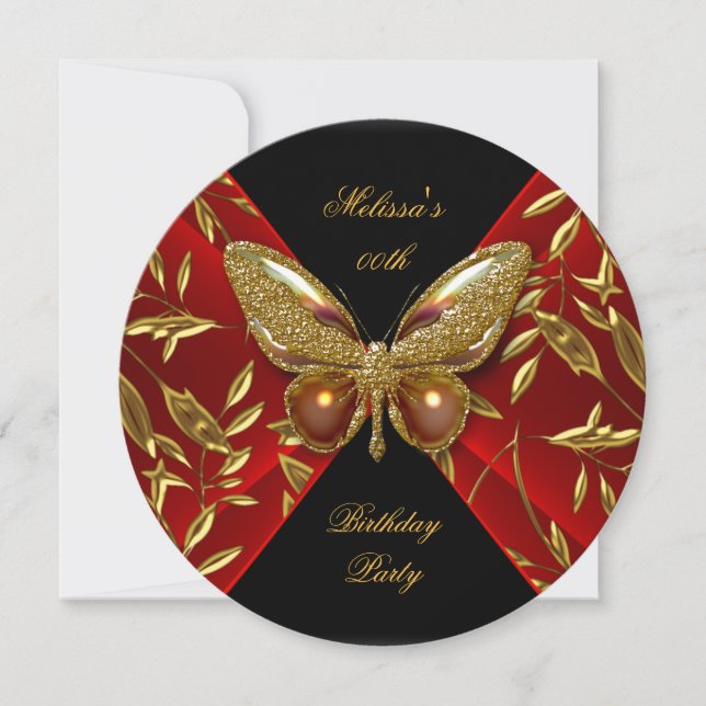 Invitación Elegante Partido de Cumpleaños de la Mariposa de O (Anverso)