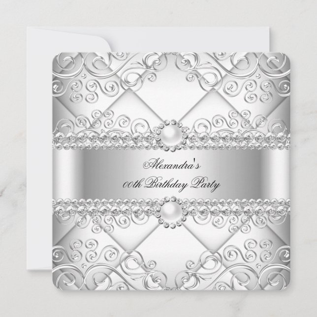 Invitación Elegante Partido de Cumpleaños de la Perla de Plat (Anverso)