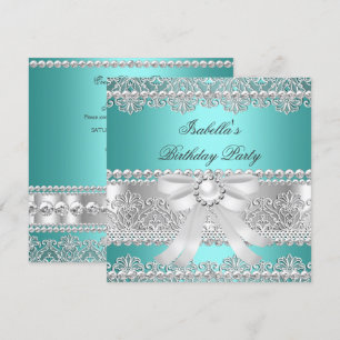 Invitación Elegante Partido de Cumpleaños de la Perla del Dia