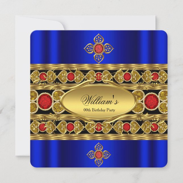 Invitación Elegante Partido de Cumpleaños de los Gemas Rojos  (Anverso)