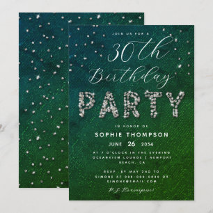 Invitación Elegante partido de cumpleaños de Purpurina Esmera
