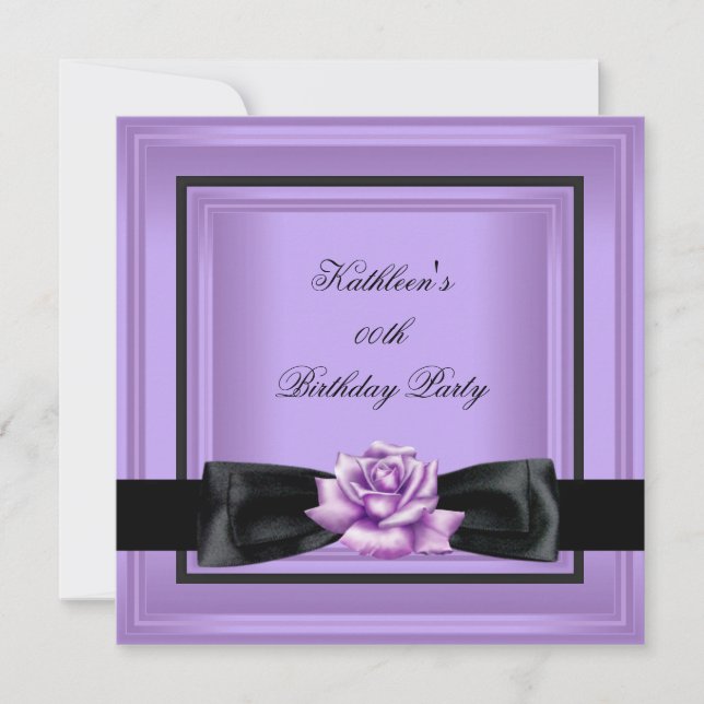 Invitación Elegante partido de cumpleaños Lilac Rosa púrpura  (Anverso)