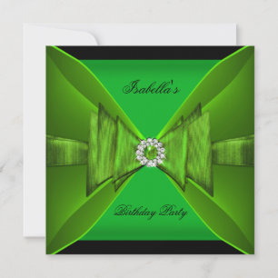 Invitación Elegante Partido de Cumpleaños Lime Green Black Bo