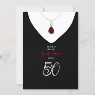 Invitación Elegante partido de cumpleaños número 50, collar r