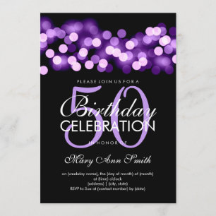 Invitación Elegante partido de cumpleaños número 50 Purple Ho