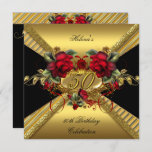 Invitación Elegante partido de cumpleaños número 50 Roses Ros<br><div class="desc">Elegante fiesta de cumpleaños número 50, fiesta de cumpleaños de oro negro de Roses rojos. Flores florales invitadas, invitaciones de cumpleaños Fiesta para todas las edades 15, 16, 18, 21, 20, 30, 40, 50, 60, etc. Este estilo de diseño tiene derechos de autor © Content and Designs © 2000-2014 Zizzago™...</div>