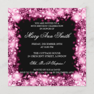 Invitación Elegante partido de cumpleaños número 60, luces de