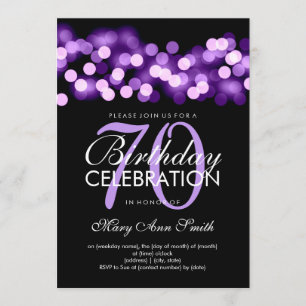 Invitación Elegante partido de cumpleaños número 70 Purple Ho