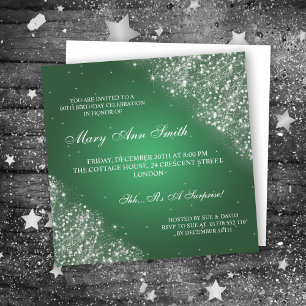 Invitación Elegante Partido de Cumpleaños Purpurina deslumbra