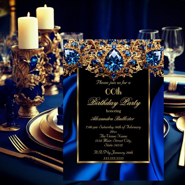 Invitación Elegante Partido de Cumpleaños Seda Real joyería a (Subido por el creador)