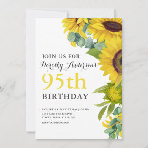 Invitación Elegante partido de girasol 95º cumpleaños BIrthda