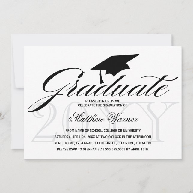 Invitación Elegante Partido de Graduación (Anverso)