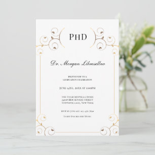 Invitación Elegante Partido de Graduación Blanca de Oro de gr