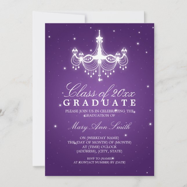 Invitación Elegante Partido de Graduación Clásico Candelier P (Anverso)