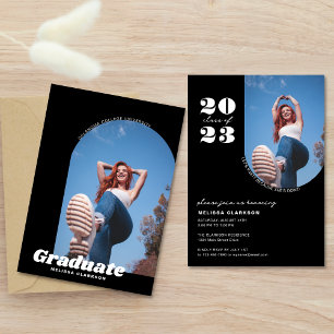 Invitación Elegante Partido de Graduación de Arco de Fotograf