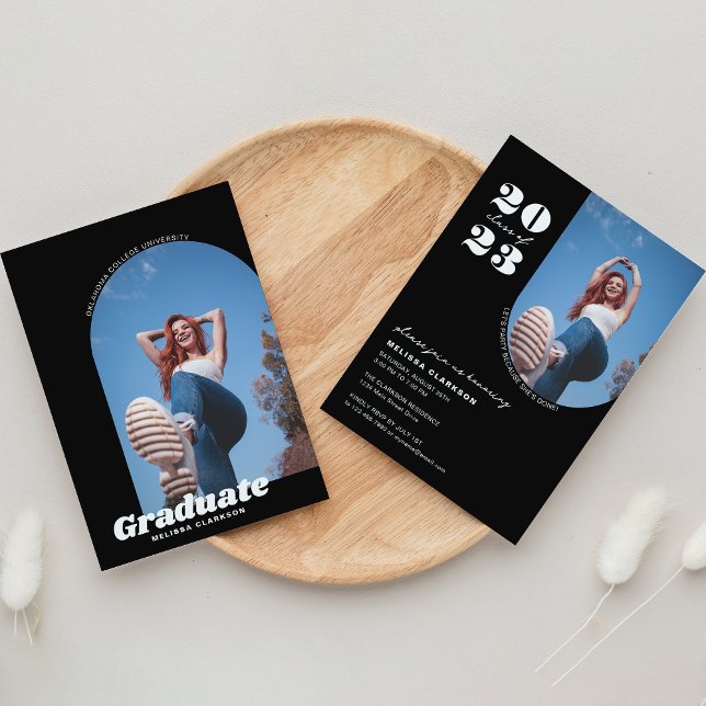 Invitación Elegante Partido de Graduación de Arco de Fotograf (Subido por el creador)