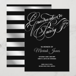 Invitación Elegante Partido de Graduación de Caligrafía de Co