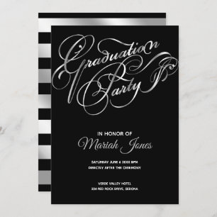Invitación Elegante Partido de Graduación de Caligrafía de Co