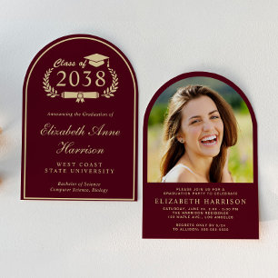 Invitación Elegante Partido de Graduación de Foto del Arco de