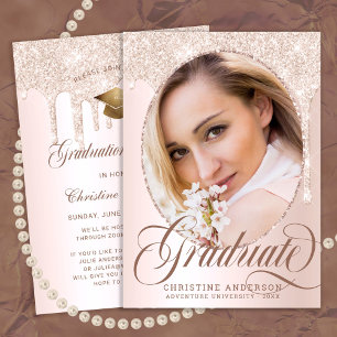 Invitación Elegante Partido de Graduación de Foto Purpurina R
