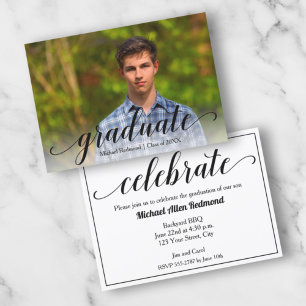 Invitación Elegante Partido de Graduación de Fotografías con