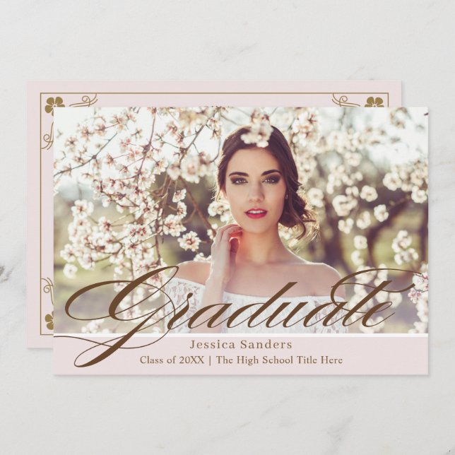 Invitación Elegante Partido de Graduación de Fotografías de G (Anverso / Reverso)