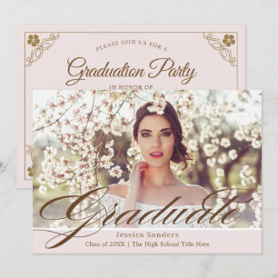 Invitación Elegante Partido de Graduación de Fotografías de G
