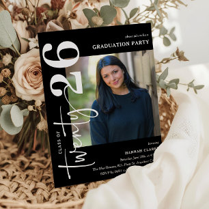 Invitación Elegante Partido de Graduación de Fotografías Twen