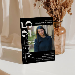 Invitación Elegante Partido de Graduación de Fotografías Twen